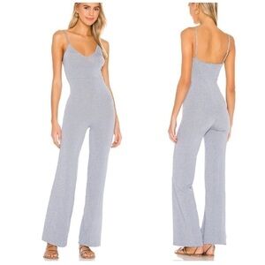 Superdown samantha wide leg jumpsuit Slate Metallic Gray Blue NWOT